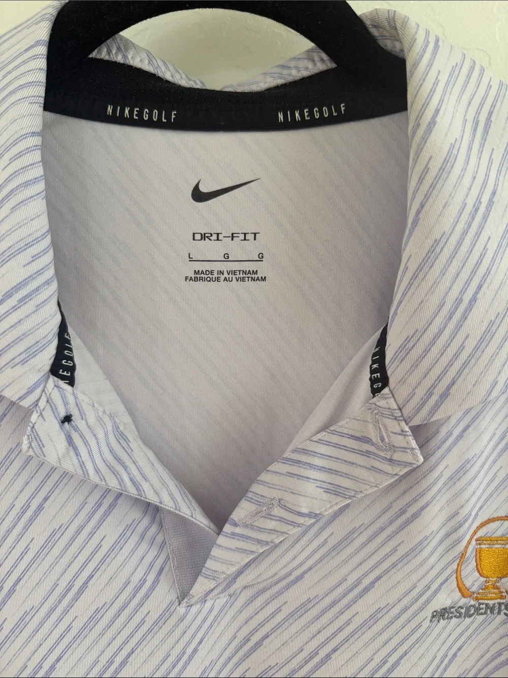 Nike light gray and Light Purple Presidents Cup Golf Polo